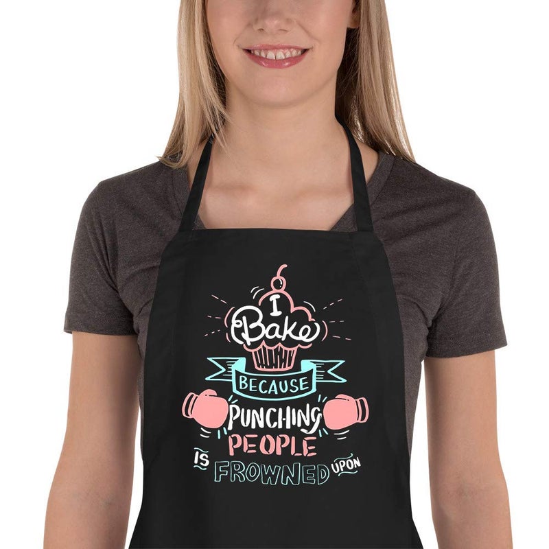 Saukore Funny Baking Aprons for Women Men, Cute Baking Gifts for Bakers, Kitchen Cooking Aprons with 2 Pockets, Birthday Thanksgiving Christmas Apron Gift for Wife Mom Sister Daughter Grandma - Image 1